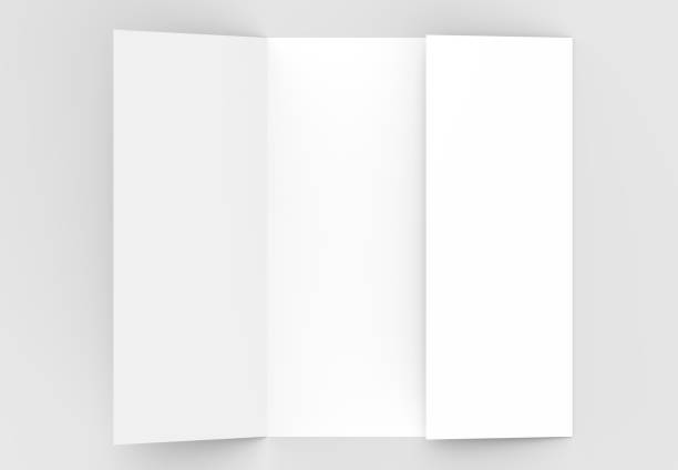 istock Double gate fold vertical brochure mock up isolated on soft gray background. 3D illustrating. 918008646