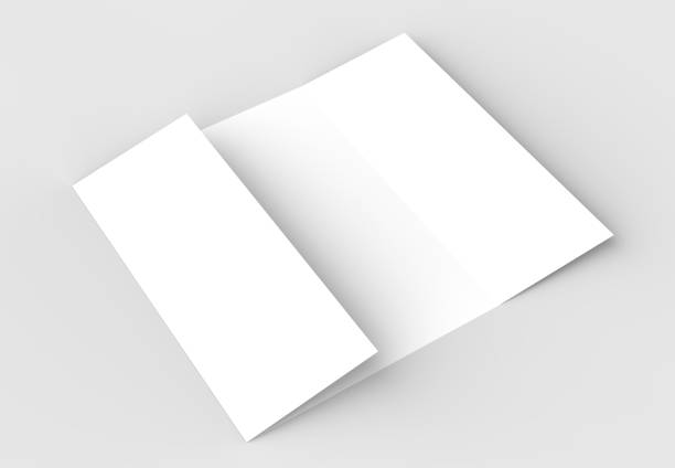 istock Double gate fold vertical brochure mock up isolated on soft gray background. 3D illustrating. 918012476