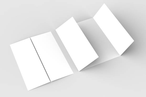 istock Double gate fold vertical brochure mock up isolated on soft gray background. 3D illustrating. 918015080