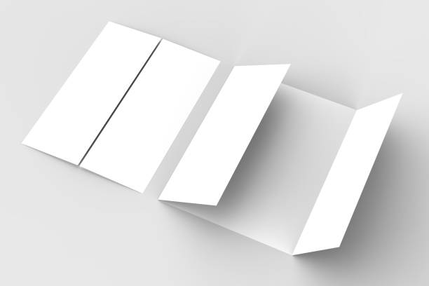 istock Double gate fold vertical brochure mock up isolated on soft gray background. 3D illustrating. 918015226