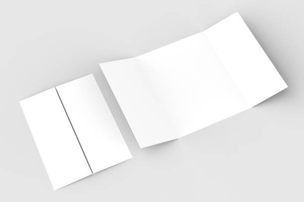 istock Double gate fold vertical brochure mock up isolated on soft gray background. 3D illustrating. 918015678