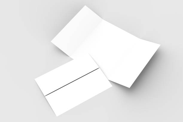 istock Double gate fold vertical brochure mock up isolated on soft gray background. 3D illustrating. 918016034