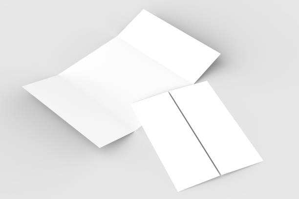 istock Double gate fold vertical brochure mock up isolated on soft gray background. 3D illustrating. 918016130