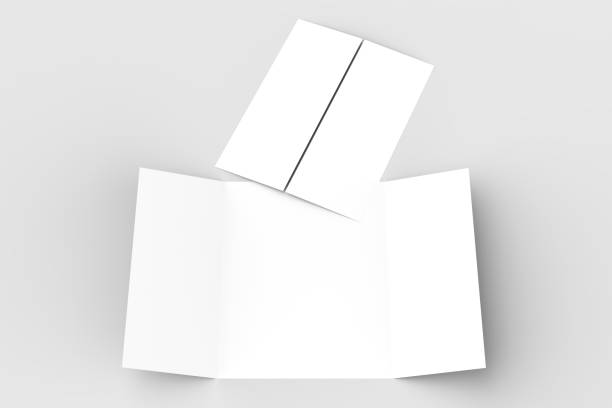 istock Double gate fold vertical brochure mock up isolated on soft gray background. 3D illustrating. 918016260