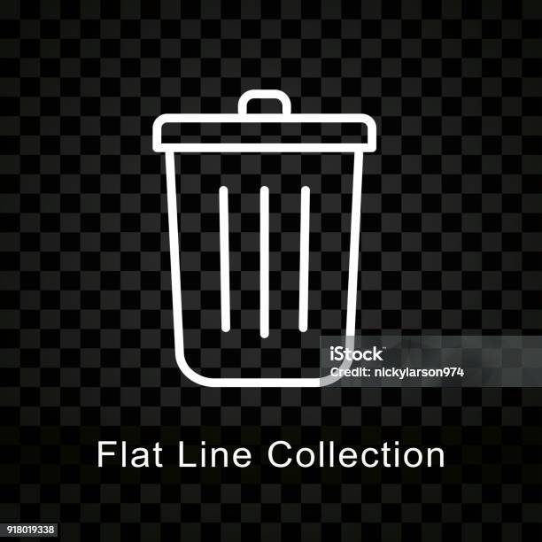 Delete Icon On Checkered Background Stock Illustration - Download Image Now - Garbage Can, Line Icon, Wastepaper Basket