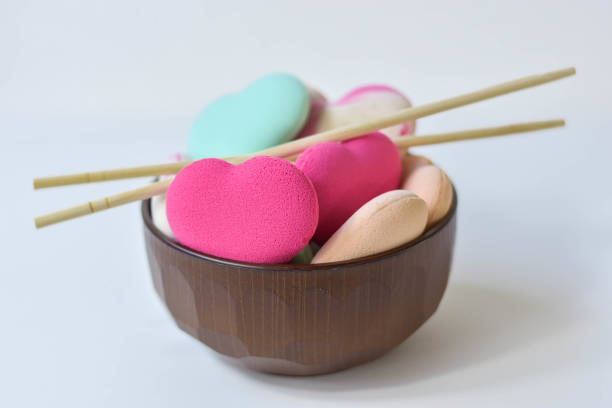 istock Colorful Heart Foam In a cup and chopsticks 918019866