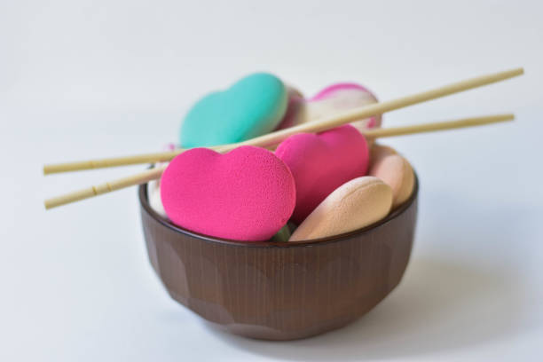 istock Colorful Heart Foam In a cup and chopsticks 918019872