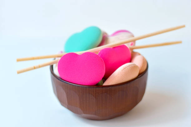 istock Colorful Heart Foam In a cup and chopsticks 918019876