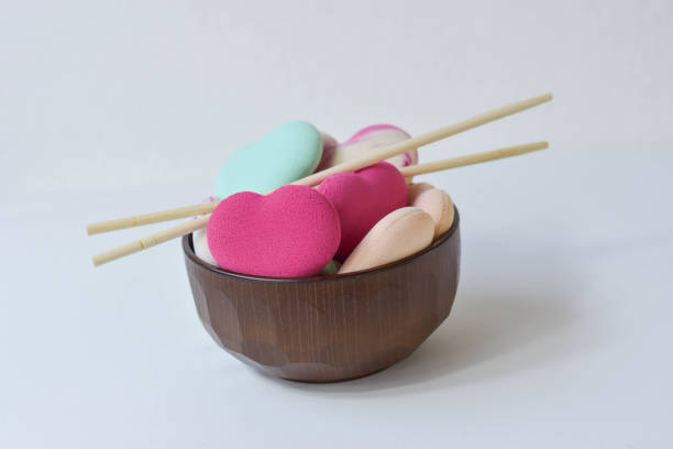 istock Colorful Heart Foam In a cup and chopsticks 918019878