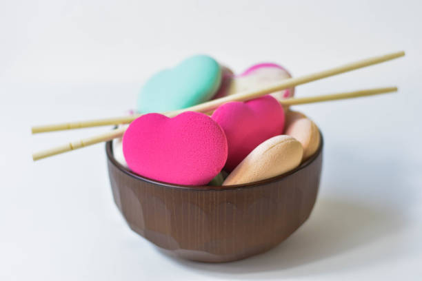 istock Colorful Heart Foam In a cup and chopsticks 918019884