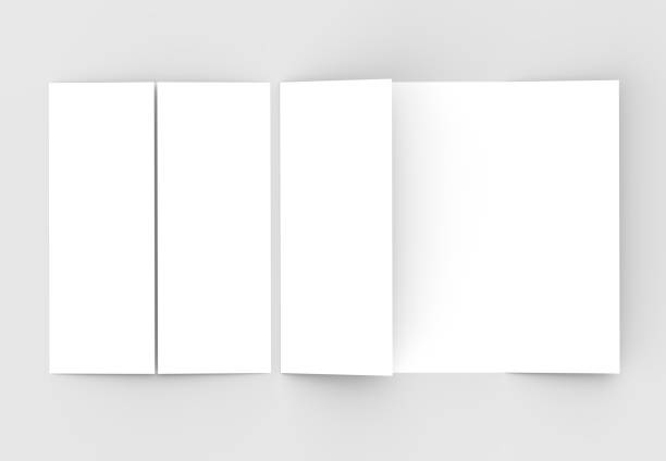 istock Double gate fold vertical brochure mock up isolated on soft gray background. 3D illustrating. 918020170