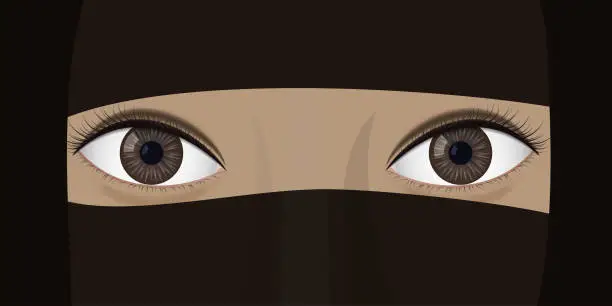 Vector illustration of Young woman in niqab.