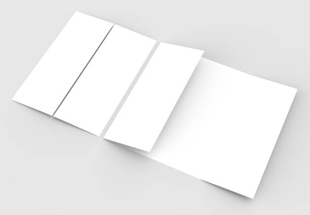 istock Double gate fold vertical brochure mock up isolated on soft gray background. 3D illustrating. 918020738