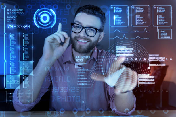 istock Positive programmer sitting with his finger up and smiling 918020860