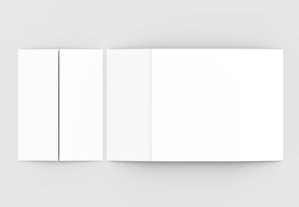 istock Double gate fold vertical brochure mock up isolated on soft gray background. 3D illustrating. 918021150
