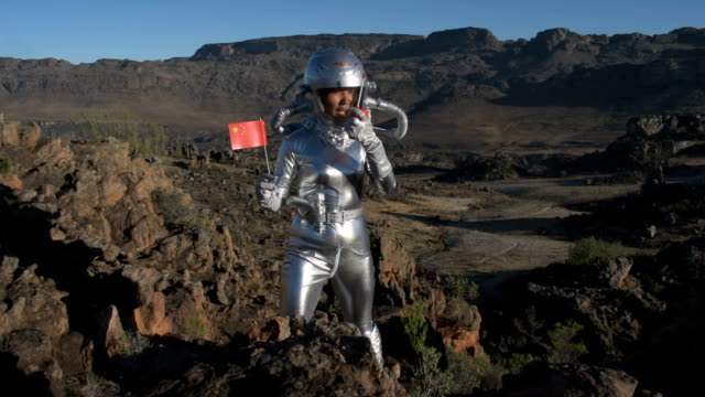 Chinese Astronaut plants a flag on another planet