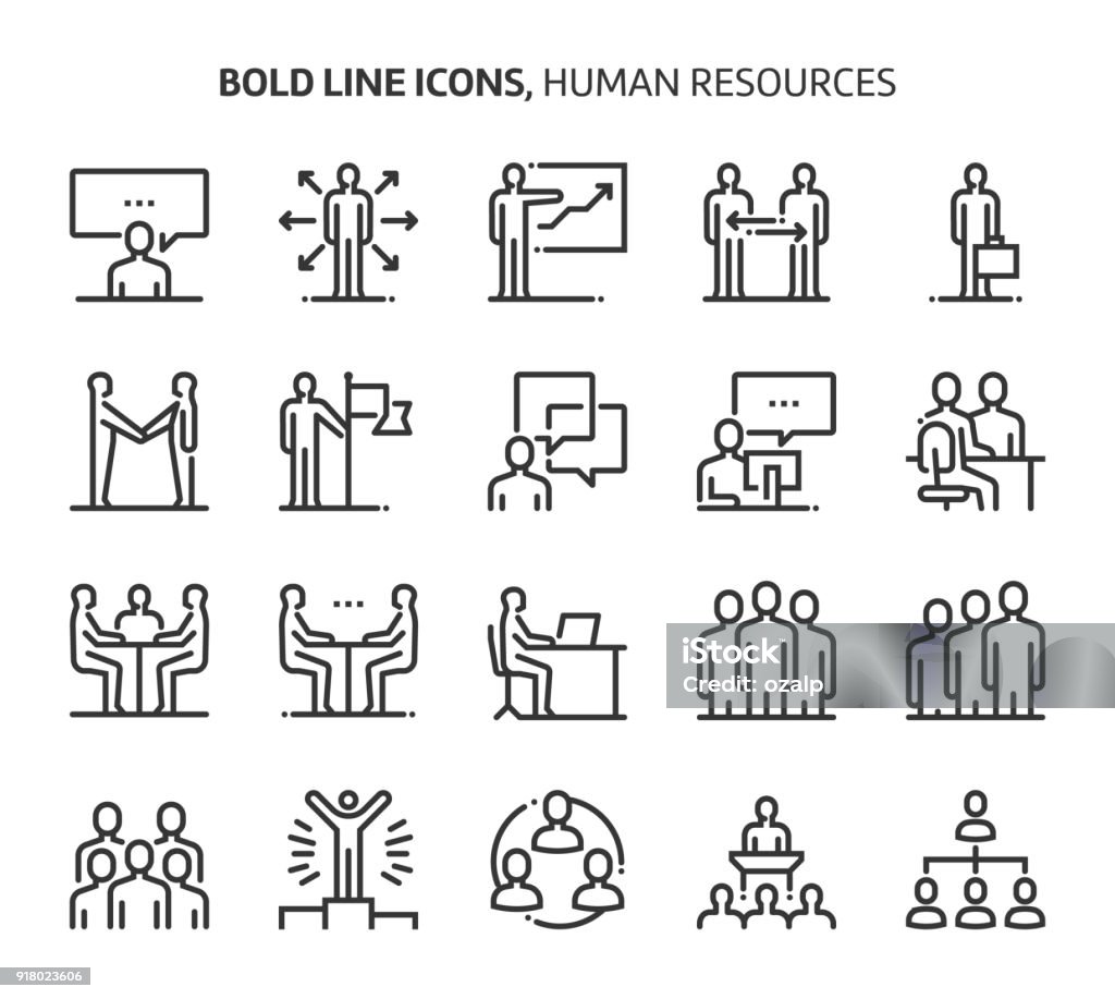 Human resources, bold line icons Human resources, bold line icons. The illustrations are a vector, editable stroke, 48x48 pixel perfect files. Crafted with precision and eye for quality. Two People stock vector