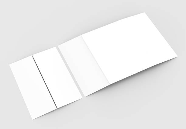 istock Double gate fold vertical brochure mock up isolated on soft gray background. 3D illustrating. 918023656