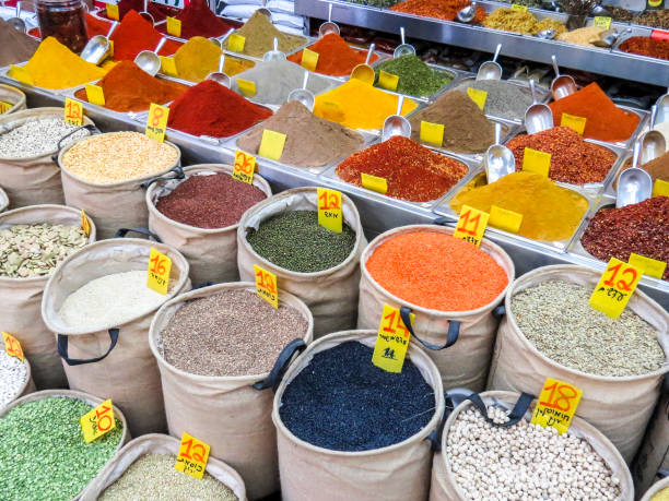 The Machane Yehuda Market in Jerusalem stock photo