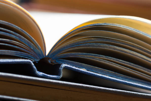 istock Open book, hardback books on wooden table. Back to school. Copy space 918027658