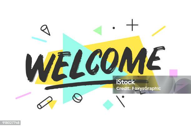 Welcome Banner Speech Bubble Stock Illustration - Download Image Now - Welcome Sign, Computer Graphic, Text