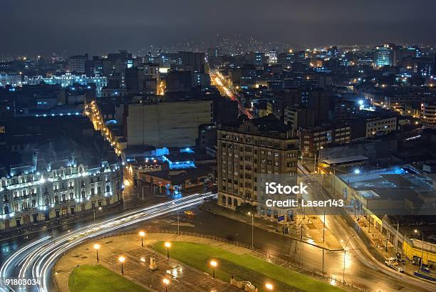 Nigth Widok Na Centrum Miasta Lima Peru - zdjęcia stockowe i więcej obrazów Lima - Peru - Lima - Peru, Ameryka, Ameryka Południowa