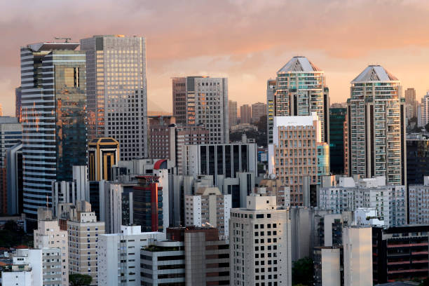 Building the city of Sao Paulo, South America Brazil stock photo
