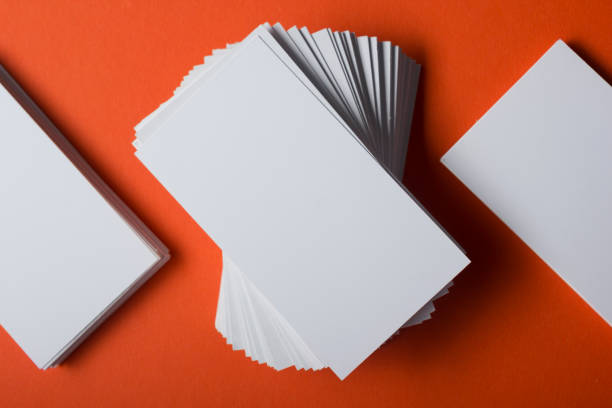istock Business cards Mockup on color background. Flat Lay. copy space for text 918030846