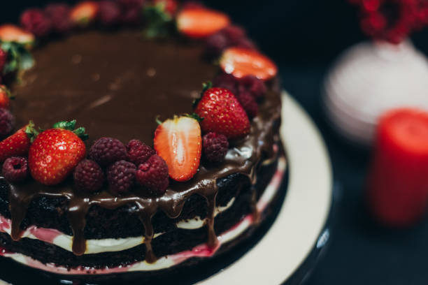 istock Chocolate cake with fruits 918032980
