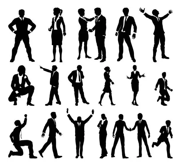 Vector illustration of Silhouette Business People Set