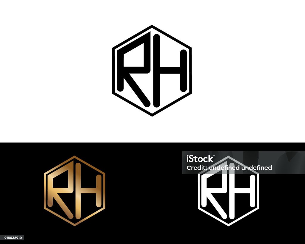Rh Hexagon Shape Letters Design Stock Illustration - Download Image Now ...
