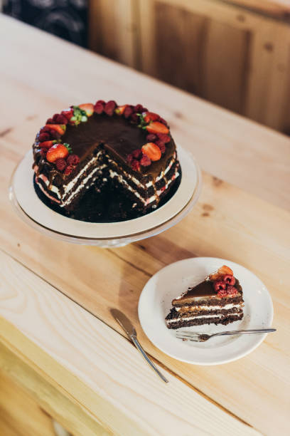 istock Piece of appetizing cake with fruits 918042024