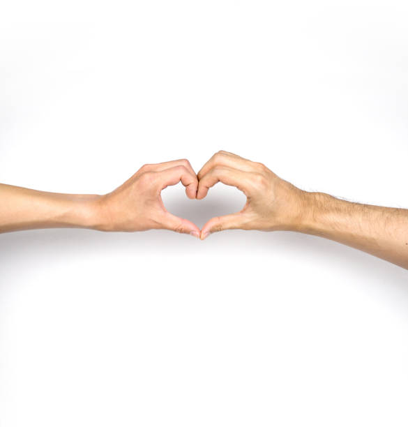 istock Heart sign by hand, love gesture on white background 918042284