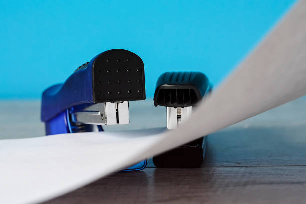 istock Stapler for office work on the table. Stationery item. 918045398