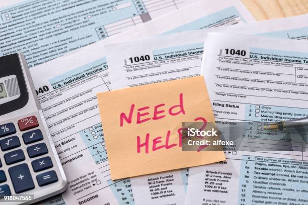 Money Calculation Form 1040 Tax Return Stock Photo - Download Image Now - Tax Form, Tax, Preparation