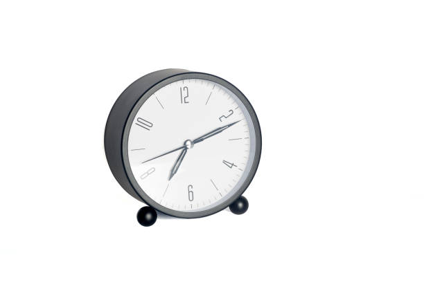 istock Close-up of black Table Alarm Clock on White Background 918050268