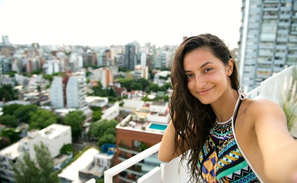 istock Beautiful woman making selfie. 918053812