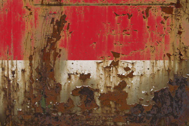 istock Monaco Flag on a Dirty Rusty Grunge Metallic Surface 918053936