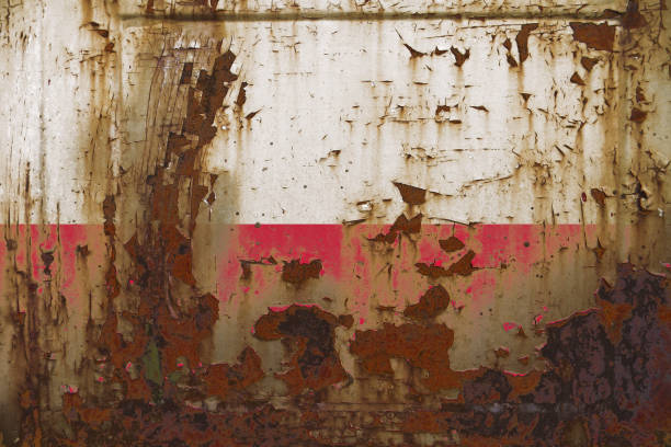 istock Poland Flag on a Dirty Rusty Grunge Metallic Surface 918053996