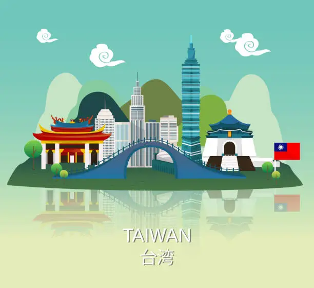 Vector illustration of Traveling to Taiwan with landmark of infographic