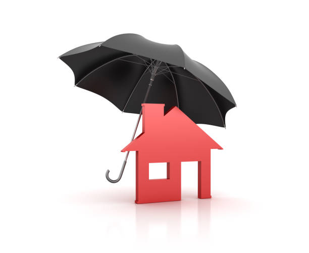 istock Umbrella with with Real Estate Concept - 3D Rendering 918078430
