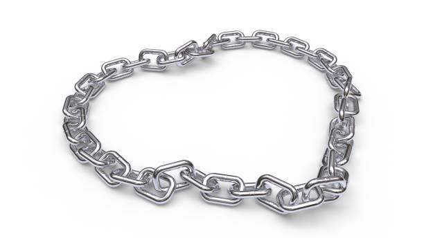Heart shape composed of metal chains, 3d rendering