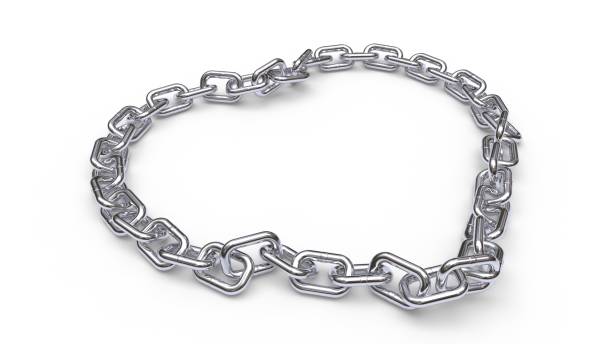 Heart shape composed of metal chains, 3d rendering stock photo