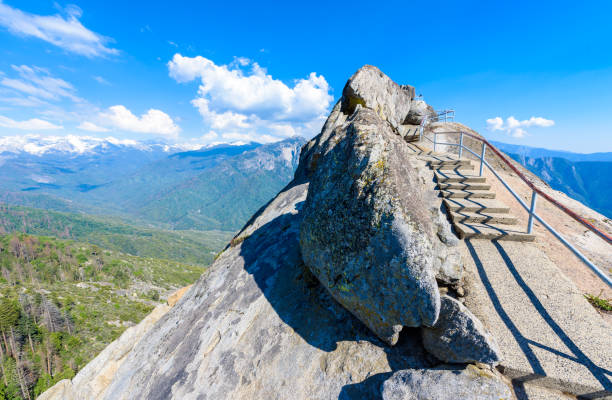 istock Hike on Moro Rock Staircase toward mountain top, granite dome rock formation in Sequoia National Park, Sierra Nevada mountains, California, USA 918079322