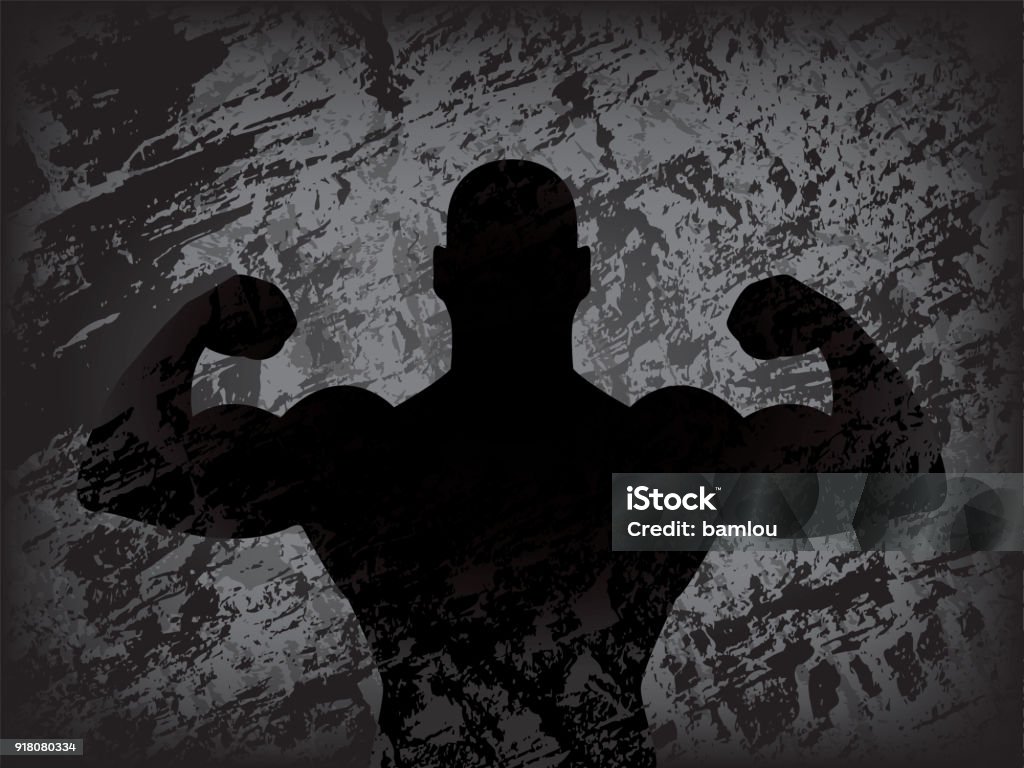 Strong Man on Grunge Background Vector of Strong Man on Grunge Background Gym stock vector