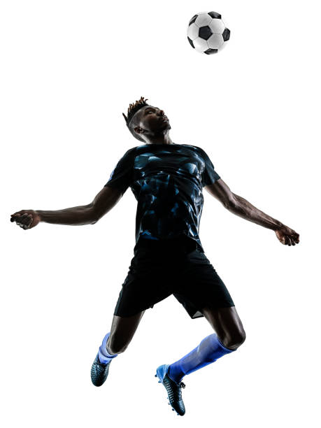 istock one african soccer player man isolated white background silhouet 918083904