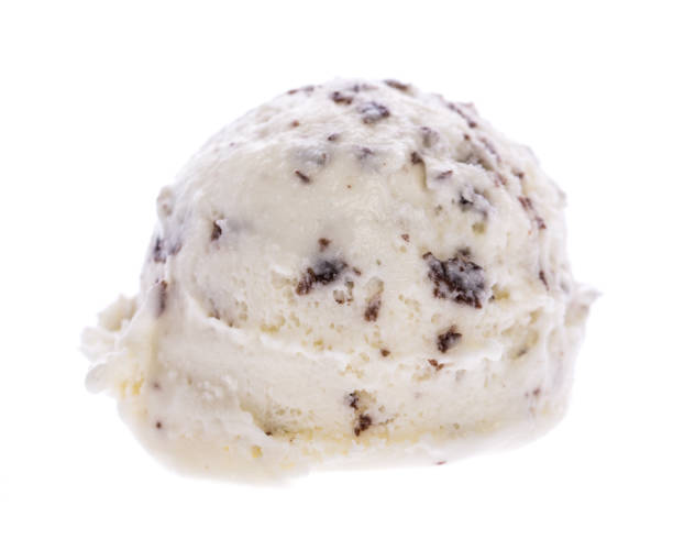 istock single scoop of ice cream - Stracciatella, isolated on white background, front view 918090466