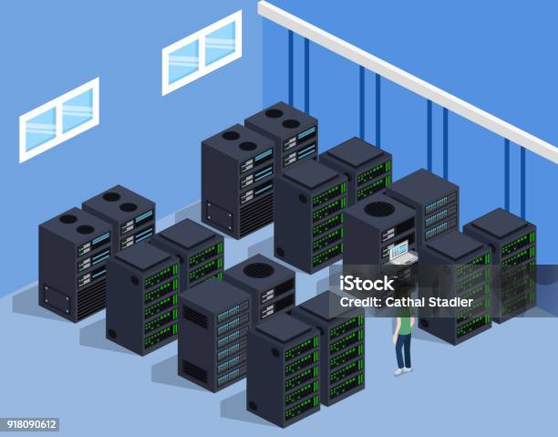 Isometric 3d Vector Illustration Concept Server Room Data Center Stock Illustration - Download Image Now