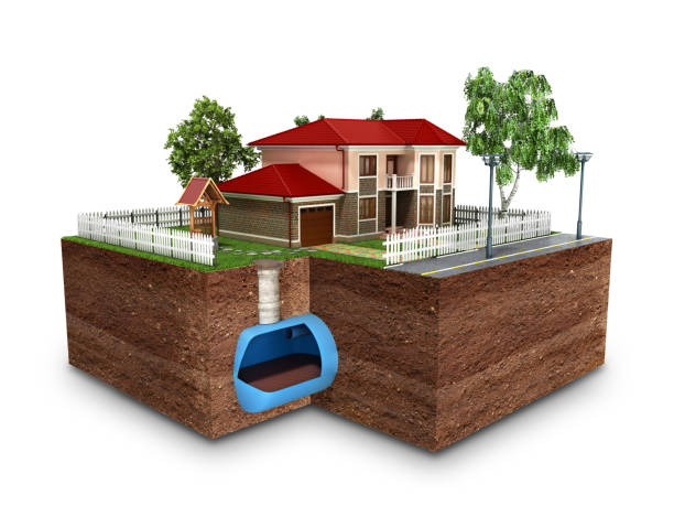 istock concept of Sewerage in a private house 3d render on white 918095764
