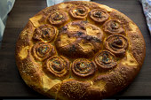 delicious and well-baked bread with sesame, eggs and milk.